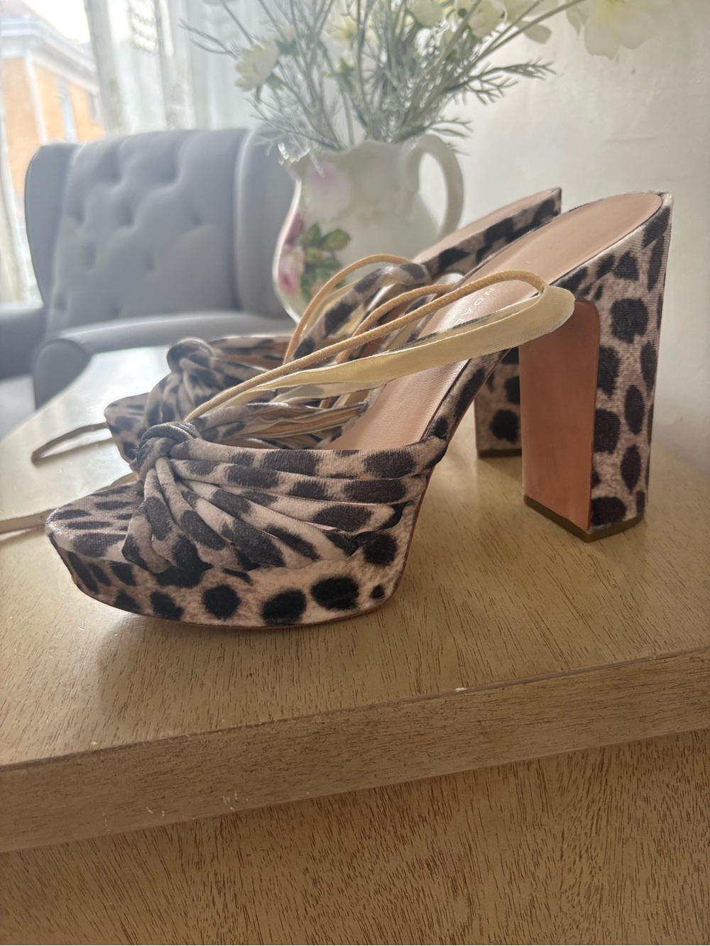 Loeffler Randall Leopard Print Platform Sandals - Tan Black